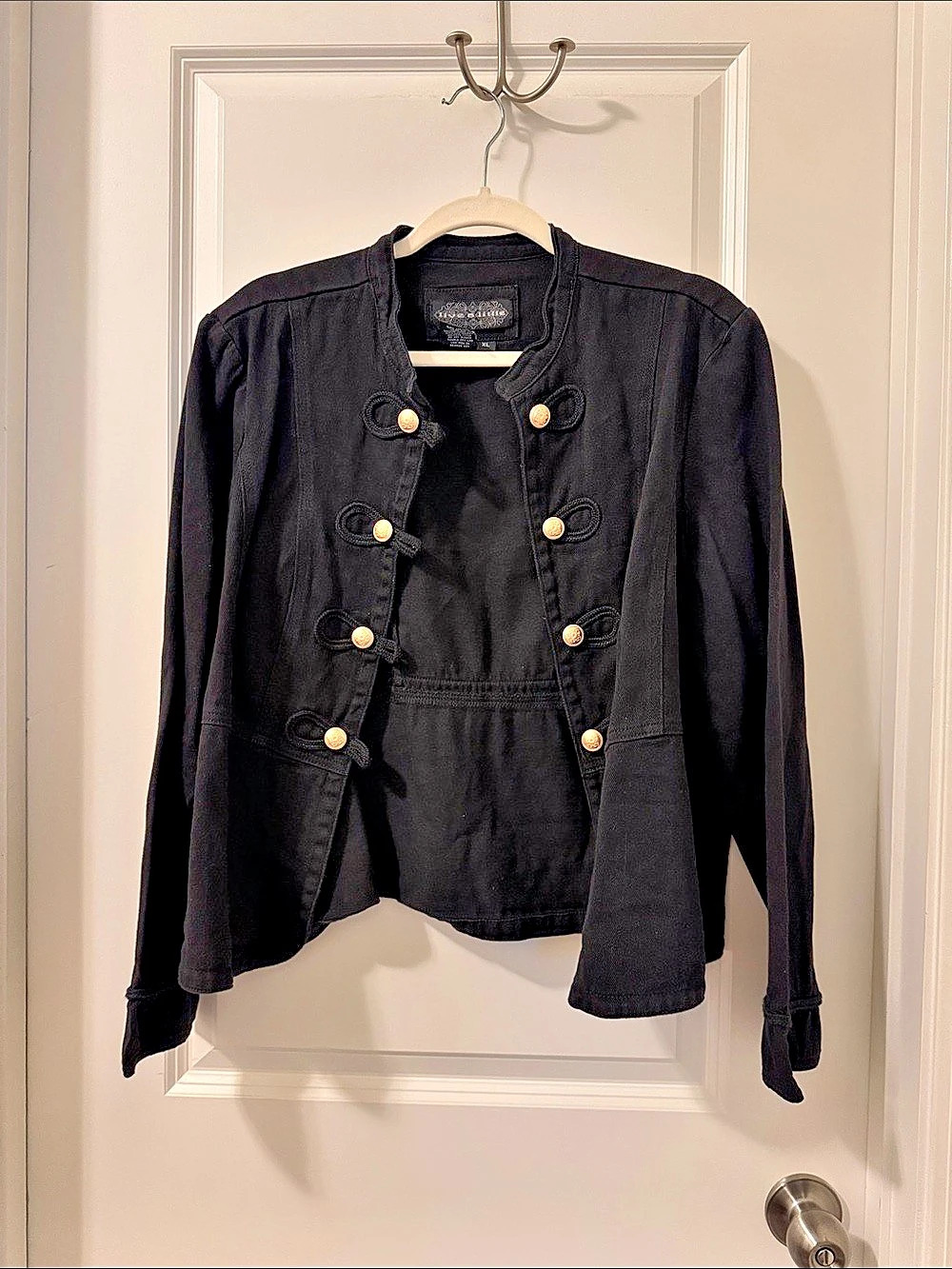 Live A Little Black Cotton Military-Style Jacket Size XL